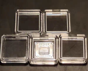 5 X (23x20x3) AIRTIGHT ACRYLIC CAPSULE HOLDER SILVER BULLION BAR CASE - Picture 1 of 5