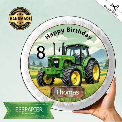 Traktor Tortenaufleger Geburtstag Happy Birthday  Name Party Tortendeko - Bild 1 von 4