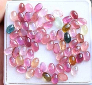 34.90 Ct 100% Natural Multi Color Tourmaline Oval Cabochon Loose Gemstone - Picture 1 of 3