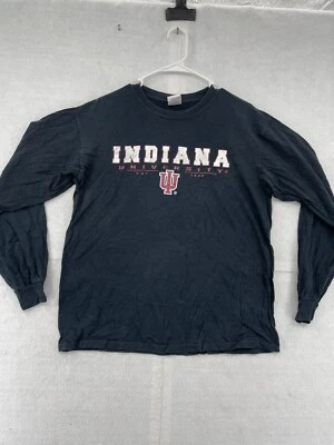 Indiana Hoosiers Shirt Adult Medium Black Long Sleeve Tee College Sports Men's - Image 1 of 4