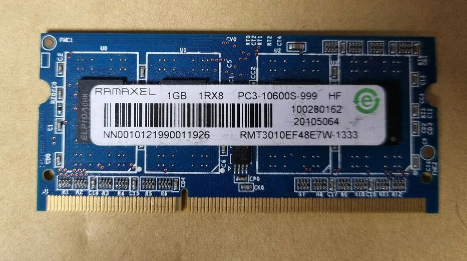 Ramaxel 1GB PC3-10600S 1333MHz SODIMM DDR3 Laptop RAM RMT3010EF48E7W-1333 - Image 1 of 1