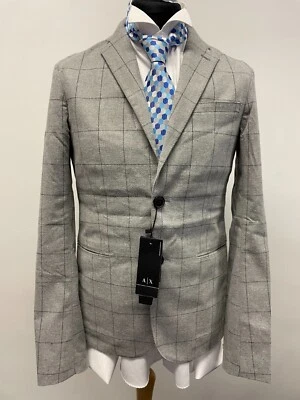 ARMANI EXCHANG BLAZER COTTON BLEND WITH STRETCH IN GREY CHECK SIZE 38R BNWT - Image 1 of 4