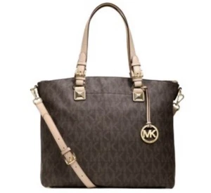 Michael Kors Satchel - Jet Set Large signature brown natural / Gold Hardware  - Picture 1 of 12