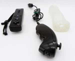 Original Black Nintendo Wii Controller RVL-003 With Intec Nunchuk With Protector - Picture 1 of 7