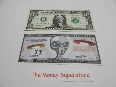 Extraterrestrial Note ET Area 51 One Million $1,000,000 Dollar Bill play money. - Image 1 of 2