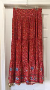 Falda Natural Life Mujer Roja Floral Maxi Midi Boho - TALLA MEDIANA - CONVERTIBLE - Imagen 1 de 4