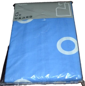 IKEA Twin Quilt Cover w/Pillowcase Bed Blue White Circles Stripes NOS Asa Gray - Picture 1 of 6