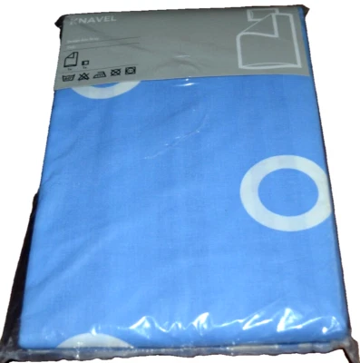 Funda Edredón Doble IKEA con Funda de Almohada Cama Azul Blanco Círculos Rayas Nuevo de Lote Antiguo Asa Gris Foto 1 de 4