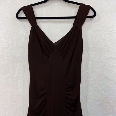 Vtg Betsy & Adam 80s Y2K Babydoll Maxi Body Tight Dress 2 XS Petite Dark Brown - Image 1 of 4