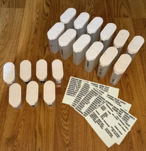 Tupperware Modular Mates Gewürzstreuer Set 19-teilig mit rosa Deckeln & Etiketten Vintage 1988 - Bild 1 von 17