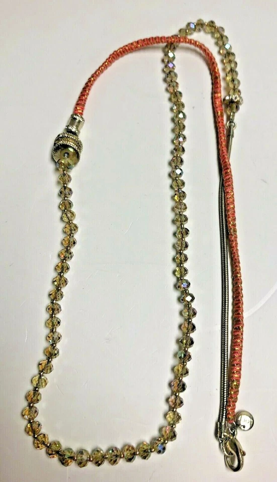 ANN TAYLOR LOFT Champagne Crystal & Tangerine Thread Necklace - Image 1 of 1