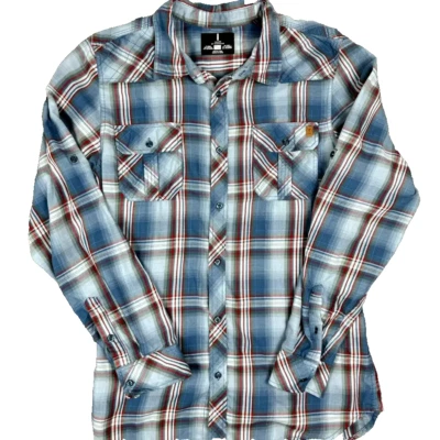 Camisa I Jeans By Buffalo Para Hombres XL Azul A Cuadros Western Manga Larga Bolsillos Foto 1 de 4