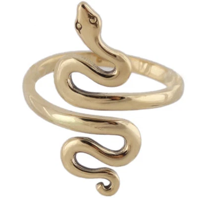 Anel de cobra bronze natural - Tamanho ajustável 7-10 réptil joia presente serpente - Imagem 1 de 3