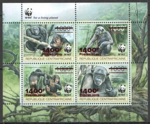 ¡NW0753! RED OVERPRINT 2019 CENTRAL AFRICA WWF MONKEYS #8937-8940 KB MNH - Imagen 1 de 2