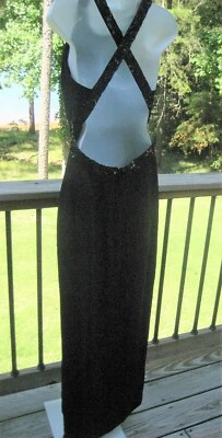 Vestido Vintage Dave and Johnny Vestido con Tirantes Negro Talla 7-8 Borde de Lentejuelas EE. UU. Foto 1 de 4