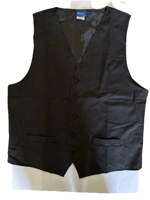 KNG Unisex Waiter Black Uniform Vest Bartender Workwear with Pockets Small - Image 1 of 3