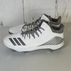 Adidas Icon Bounce Mid Zapatos de Béisbol Para Hombres 15 Blanco Gris Metal Botines CG5181 Nuevos - Imagen 1 de 11