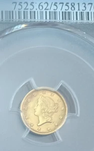 1854 Type 1 gold Dollar, BU specimen as Select UNC PCGS MS-62 - Picture 1 of 4