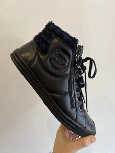 Chanel Black/blue High top Sneakers Size 39 - Picture 1 of 9