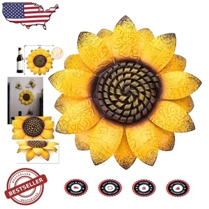 Exquisite 12" Sonnenblume Metall Wandkunst - leuchtend gelbe handbemalte Skulptur - Bild 1 von 10