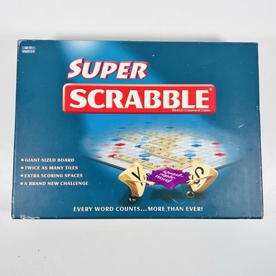 Super Scrabble Board Game Tinderbox Mattel Games 2006 200 Tiles Complete - Image 1 of 3