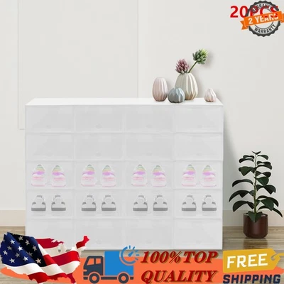 20pcs Stackable Shoe Covers Storage Box Sneaker Display Case Organizer White NEW - Image 1 of 4