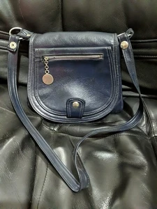 WICO Czechoslovakia Vintage Navy Blue Leather Handbag Shoulder Bag 1960s Sixties - Picture 1 of 15