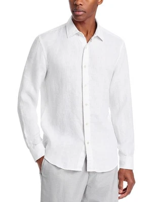 The Men's Store at Bloomingdale's Tonal Stitch Linen Shirt White Size L 0602 - Image 1 of 2