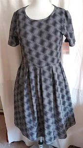 Lularoe Dress Amelia XL Black & White Optical Illusion Noir Collection NWT - Picture 1 of 6