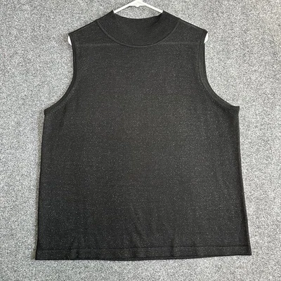 Sydney Easton SILK Black Sleeveless Mock Turtleneck Sweater - Size 2XL - Image 1 of 4