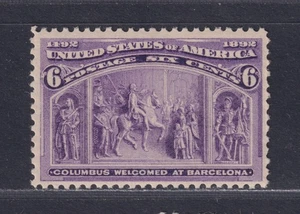 United States Scott 235 VF MNH 1893 6¢ Purple Columbian Exposition SCV $150 - Picture 1 of 2