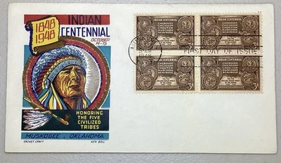 FDC 1948 Muskogee Oklahoma Indian Centennial Five Tribes - Image 1 of 2