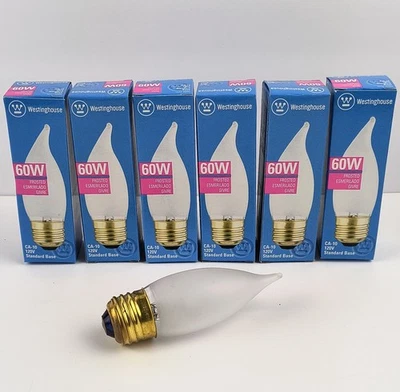 6 peças Westinghouse 60W fosco CA-10 120V base padrão lâmpadas lustre L2 - Imagem 1 de 4