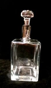 CLEAR HANDMADE GLASS/CRYSTAL DECANTER w/"DIAMOND" STOPPER - Picture 1 of 8