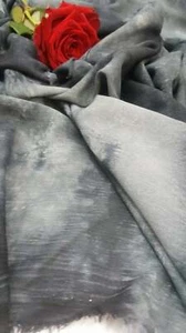 Rayon Challis Crepe Tie Dye Black and Gray Fabric Sold By The Yard Soft Organic - Picture 1 of 12