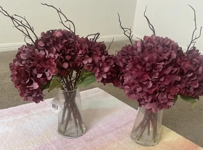 Flor artificial Allen + Roth 15 pulgadas roja interior hortensia artificial precio para 2 Foto 1 de 4