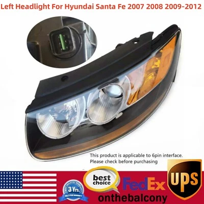 Faro izquierdo para Hyundai Santa Fe 2007 2008 2009-2012 faro lateral del conductor Foto 1 de 4