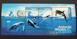 1995 Australia Whale Dolphin Overprint MS Singapore Stamp Expo澳洲鲸鱼海豚加盖新加坡世界邮展小全张 - Picture 1 of 5
