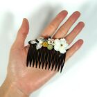 Mother-of-Pearl Flower Freshwater Pearl Crystal Bead Plastic Hair Clip Side Comb
