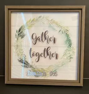Farmhouse "Gather Together" Wall Decor 15" x 15" - Picture 1 of 2
