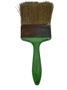 4" Green Plastic Handled Paint Brush Bristle For Work or Art Projects Vintage - Imagen 1 de 7