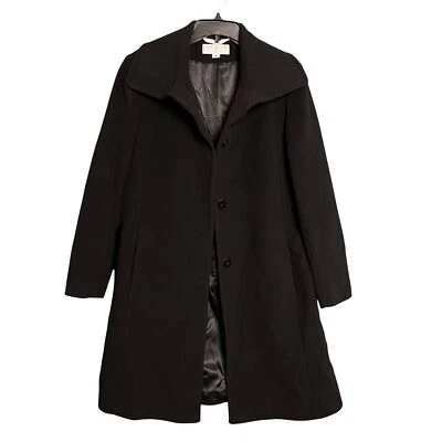 Abrigo de invierno Larry Levine para mujer de lana de cordero y cachemir negro talla 8 Foto 1 de 4