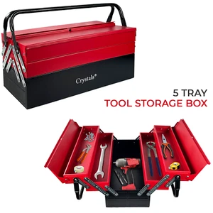 Heavy Duty 25" 530mm Metal Cantilever 5 Tray Toolbox Storage Tool Box Red New - Picture 1 of 10