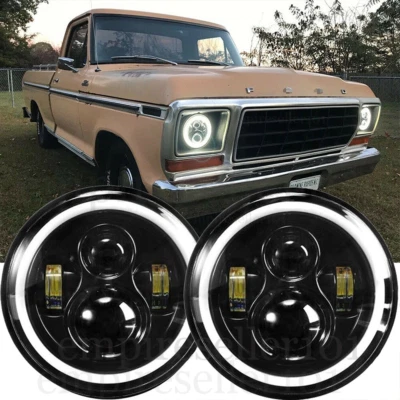 2X 7" pulgadas proyector redondo faros LED DRL para Ford F-100 F-150 F-250 F-350 Foto 1 de 4