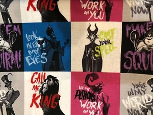 Disney Villains Jafar Evil Ursula Neon Cotton Fat Quarter 18"x22" NEW Mask - Picture 1 of 1