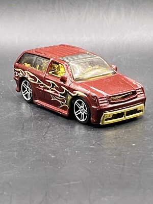 Hot Wheels 2003 First Editions Boom Box Metallic Maroon Black Flames Toy Truck - Image 1 of 4