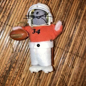 Vtg Handmade Felt Mice Mouse Christmas Ornament OSU Oklahoma St Football Player - Picture 1 of 4