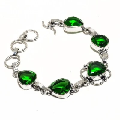 Regalo de aniversario para ella pulsera de cadena de cuarzo esmeralda natural plata 925 Foto 1 de 4