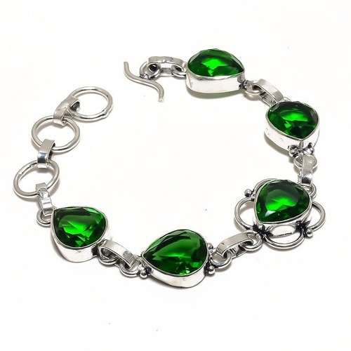 VALENTINO Bracciale Catena Quarzo Smeraldo Naturale Regalo Anniversario Per Lei Argento 925