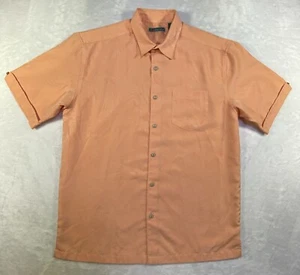 Cubavera Hawaiian Mens Camp Shirt M Peachy Orange Button Up Short Sleeve - Picture 1 of 12